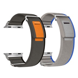 Nepfaivy 2 Pack Ersatzarmband Kompatibel mit Watch Armband 44mm 49mm 45mm 42mm für Damen Herren, Nylon Stoff Klett Verstellbares Sport Band für iWatch Series 8/Ultra/SE/7/6/5/4/3/2/1(M, Type B)