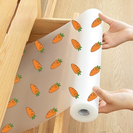 Shelf Liner & Drawer Liner for Kitchen Cabinets/Sinks | Non-Adhesive Waterproof, Non-Slip Surface with Carrot Patterns | 2 Sizes (11.8" x16.4FT/17.7" x16.4FT) - Nocturlyn(11.8x196.8 inches)