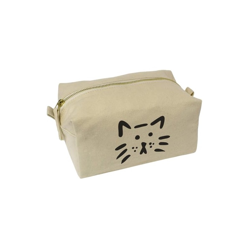 'Cat Face Doodle' Canvas Wash Bag/Makeup Case (CS00041377)