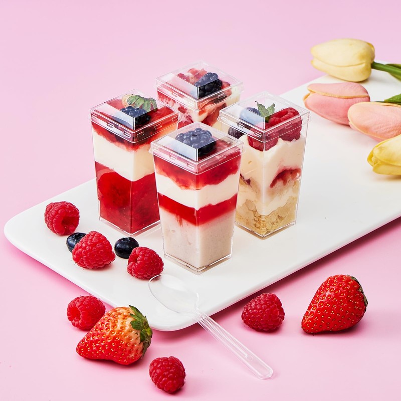 YANYOPPINT 50 Pack 3 oz Square Mini Dessert Cups with