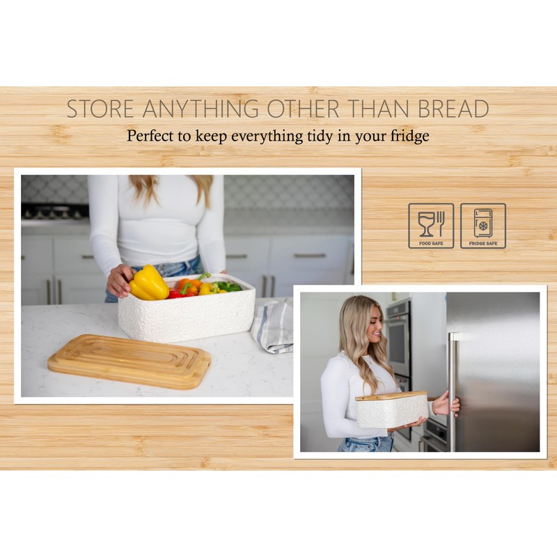 Engraved Ceramic Bread Box for Kitchen Countertop - Multipurpose Bread