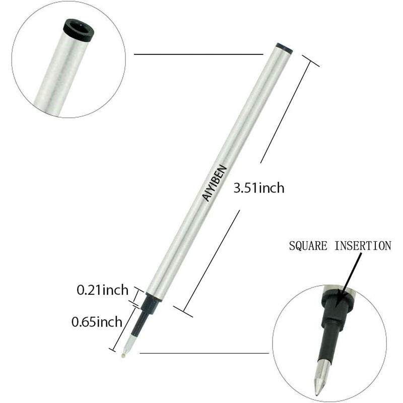 4.37 inch Rollerball Pen Refills, Roller Ball Fine Point 0.5mm,