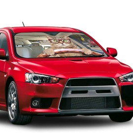 Fun Cute Cat Driving Car Parasol para parabrisas delantero, auto para coche, camión, SUV, bloquea los rayos UV (51 x 27.5 pulgadas, endurecido mejorado)