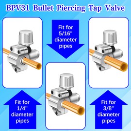 BPV31D Bullet Piercing Valve Kit-BPV-31 Refrigerator Tap Valve Set-Line Tap Valve Kit, for 1/4 Inch, 5/16 Inch, 3/8 Inch Outside Diameter Universal Refrigerator Tube (4)