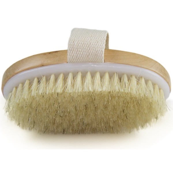 Dry Skin Body Brush - Improves Skin's Health and Beauty - Natural Bristle - Remove Dead Skin and Toxins, Cellulite Treatment, Improves Lymphatic Functions, Exfoliates, Stimulates Blood Circulation