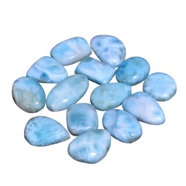 GEMKORA 5pcs Larimar Gemstone Cabochons for Jewelry Making Supply, Wholesale Lot, Loose Crystals, DIY, Wire Wrapping, Healing Crystals, Bulk Gemstone Deal