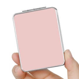 dcdcee Espejo de bolsillo, pequeño espejo de viaje con ampliación, espejo cosmético portátil de doble cara para uso diario (rosa)