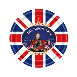 16Pcs King Charles Coronation 9 inch Paper Plates Party Decorations,Union Jack Paper Plates,Great Britain UK Flag Plates Kings Coronation Party Supplies Tableware Plates for Events,Street Party