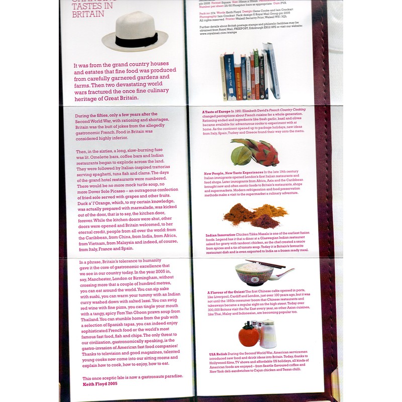 Changing Tastes in Britain Presentation Pack Stamps