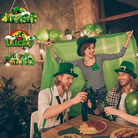 Aurlan St Patricks Day Door Hanger,Happy St Patricks Day Decorations,Shamrock Hanging Sign for Front Door,Irish Blessing Wall Decor,Rainbow Lucky Irish Wreath Signs for Outdoor Home Office Party Gift