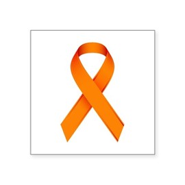 CafePress Orange Ribbon Square Sticker 3 X 3 Square Bumper Sticker Car Decal