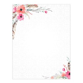 ¡Excelentes papeles! Papel con membrete espíritu boho / 80 hojas Papel con flecha floral acuarela / 8.5" x 11" Papelería para Baby Shower, Boda