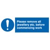 Viking Signs MH200-L15-V"Please Remove All Jewellery Etc. Before Commencing Work"