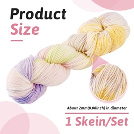 Beadthoven Wool Blend Yarn for Crocheting 1 Skein Luxury Soft Colorful Wool Yarn for Knitting Gradient Color Hand Dyed for Sweater Scarf Hat Socks Blankets Pastel Rainbow - Yellow