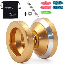 MAGICYOYO N8 Professional Responsive Yoyo with Unresponsive Yo-yo Bearing for Kids & Adults Beginners to Expert Yo-yo Tricks, 2 in 1 Yoyo Metal with Remover+ Bag+ 10 Yo Yo Strings Kit, Golden