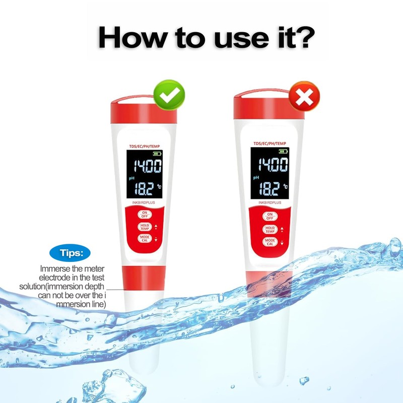 PH Meter, 4 in 1 PH EC TDS Temp Meter