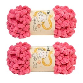 Franel Loop Yarn 100% Polyester Chenille Puffy Yarn, Craft Chunky Finger Knitting loopy yarn Soft and Light Material, Perfect for DIY Hand Woven Knitting Crafts Supplies (06 Rose Pink, 2-Pack)