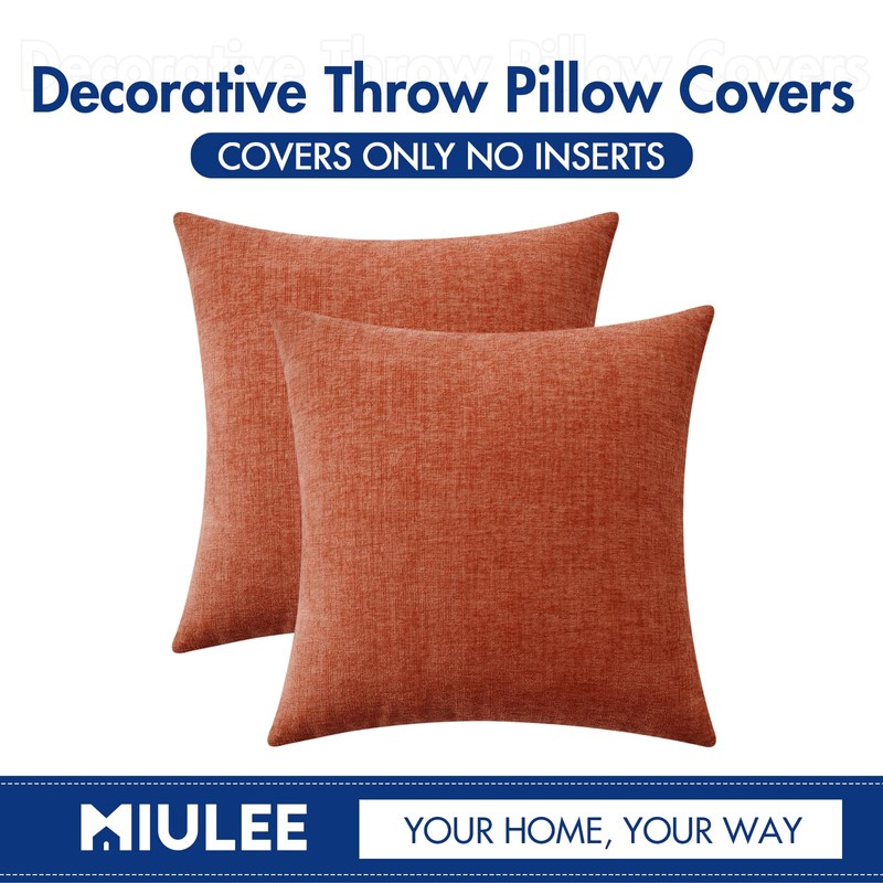 MIULEE Pack of 2 Fall Burnt Orange Throw Pillow Covers