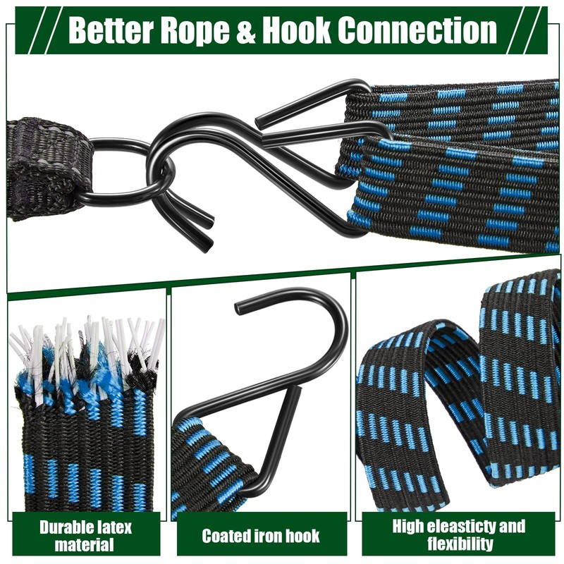 Saintrygo 8 Pcs 80 Inch Adjustable Flat Bungee Cords with