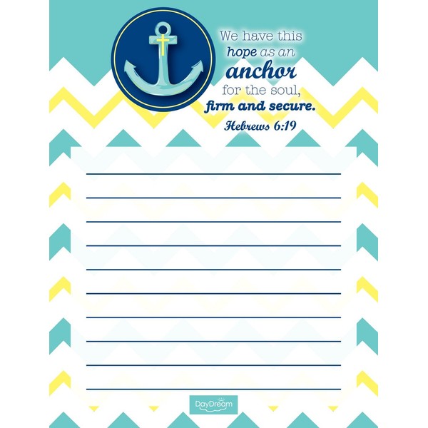 Anchor And Chevron Inspirational Notepad/Hebrews 6:19 Bible Verse / 4 Religious Notepads