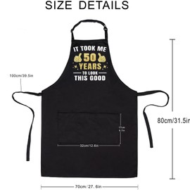50th Birthday Gifts Apron for Women Men, Funny 50th Birthday Apron Kitchen Cooking Aprons 50 Years Old Birthday Gifts Aprons (50th)