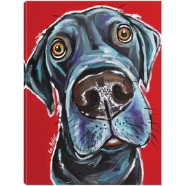 Fine Art Canvas Black Lab Arlo Canvas Wall Decor by Artist Hippie Hound Studios for Living Room, Bedroom, Bathroom, Kitchen, Office, Bar, Dining & Guest Room - Ready to Hang - 12 in x 16 in