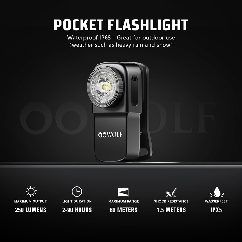 OOWOLF LED Flashlight Clip or Magnets Install, Bright Tactical Torch