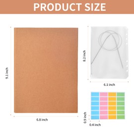 Knitting Needles Holder Case Set Circular Needle Case Circular Knitting Needle Storage 1 Pcs Kraft Cover 20 Pcs Binder Pockets and 48 Pcs Label Paper for Collecting Sorting