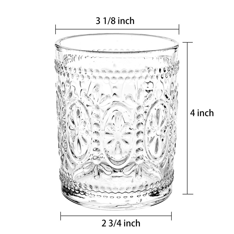Bekith 6 Pack Drinking Glasses, 9.5 oz Romantic Water Glasses