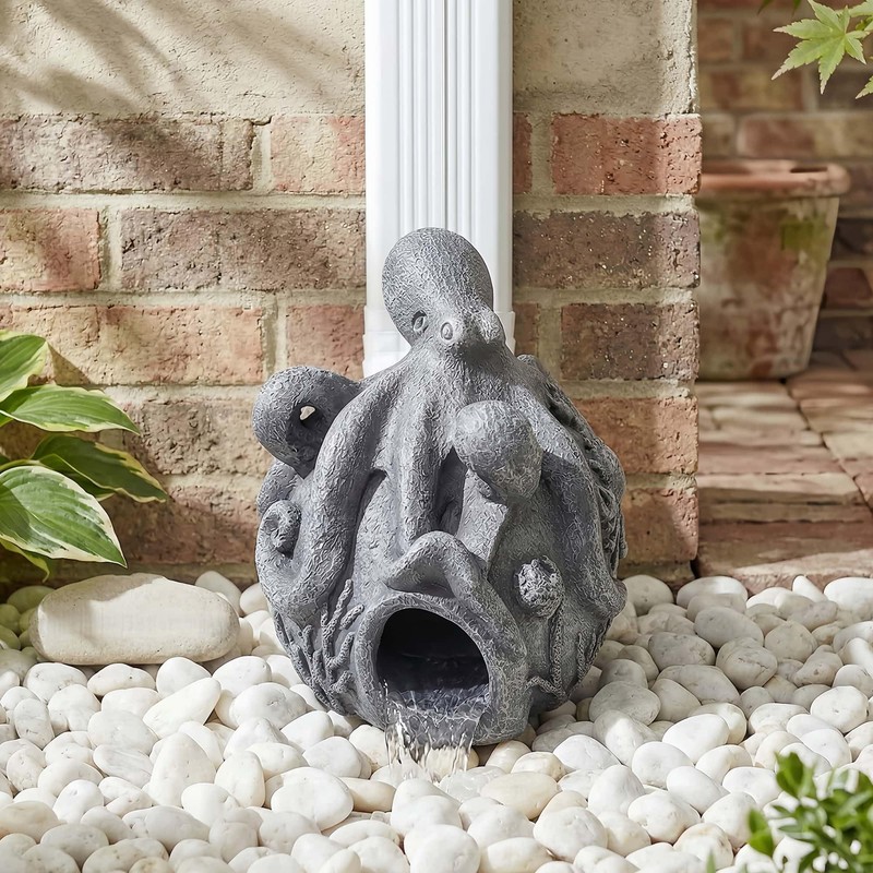 Euiroet Funny Octopus Sculpture Gutter Downspout Extender,Garden Statue Ornament,Decor Downspout