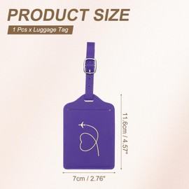 PATIKIL Suitcase Luggage Tags, Purple Heart Leather Name Tags Airplane Bag Accessories Travel Essentials for Flying Hotel Check in Luggage Bags Men Women, 1 Pcs