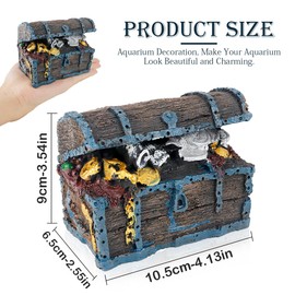 YOLUFER Aquarium Decorations Resin Treasure Box Ornaments Simulation Treasure Chest Aquarium Landscape Decoration for Fish Tank