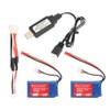 2Pcs 7.4V 1100mAh Lithium Battery with USB Cable Fit for