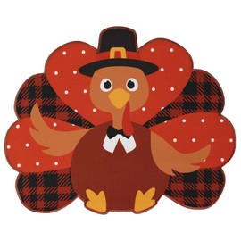 Feuille Thanksgiving Placemats Set of 4 – Fall Placemats for Dining Table Orange Brown Plaid, Harvest Turkey Placemats for Fall Autumn Thanksgiving Decorations