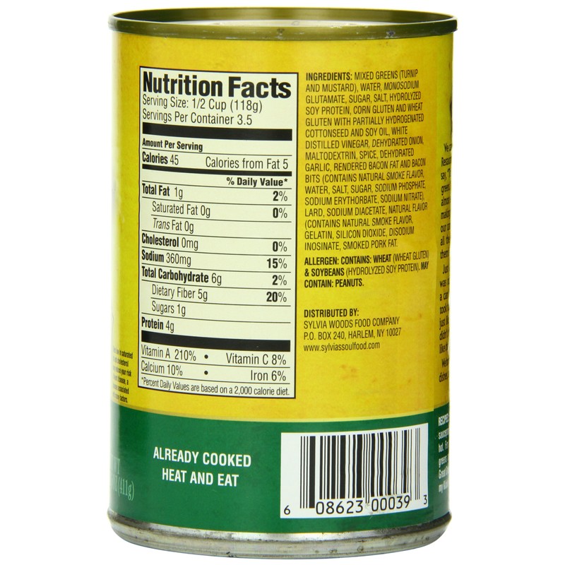 Sylvia's Specially-Seasoned Collard Greens, 14.5 Ounce Cans (Pack of 12)