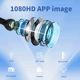 Water Flosser with Camera for Teeth, VITCOCO Visual Water Dental Flosser with 3-Nozzle, Rechargeable Water Pick with 12-Gear and IPX7 Waterproof for Android and iOS (Black)