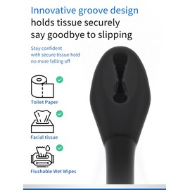 ANNND Bottom Buddy Wiping Aid – Upgraded Toilet Tissue Aids Wand for Wiping Bottom, 15.6" Long for Elderly, Overweight, Pregnant, and Limited Mobility, Black