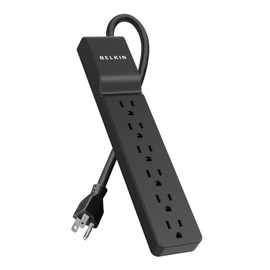 Belkin Protector de sobretensiones para el hogar y la Oficina de 6 Salidas con filtración de energía Esencial y Cable de 4 pies, 700 Julios, Negro