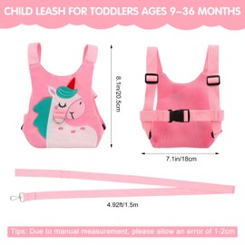 KUIING Toddler Safety Harness Leash,Kids Harnesses with Children Reins Leashes,Cute Baby Backpack Walking Leash for Girls, Boys(Pink Pony)