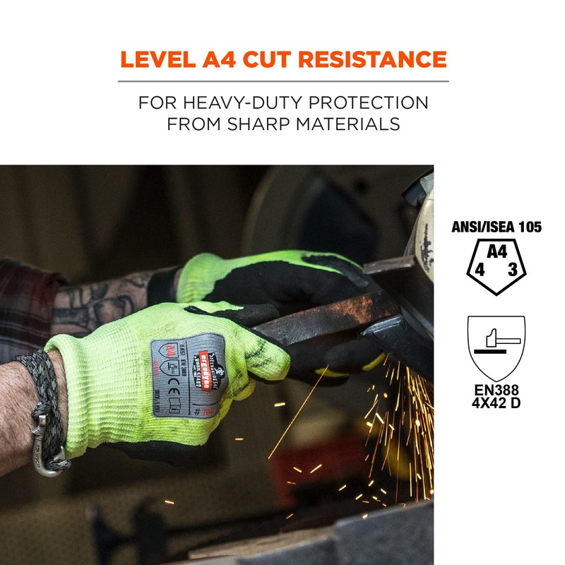 Ergodyne 7141 - Guantes de nitrilo resistentes a cortes DIR