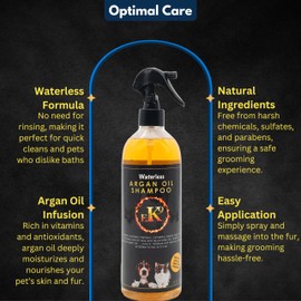 E3 Waterless Dog Shampoo 16 oz - Argan Oil Scented Dry Shampoo for Dogs & Cats - No Rinse - Waterless Pet Shampoo for Grooming - Softens Coat & Controls Odor - Dog Dry Shampoo, Safe & Easy Bathing