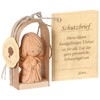 Traumzauberbaum Ceramic Guardian Angel Kneeling in Wooden Arch, Approx. 3