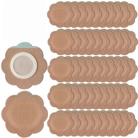 50 Pcs Disposable Castor Oil Patches,Spunlace Absorbent Wrap Organic Cotton,Highly Absorbent,Leak-Proof,Self-Adhesive,No Wash,Breathable,Portable(Oil Not Included)(Flower Shape,Skin Color)