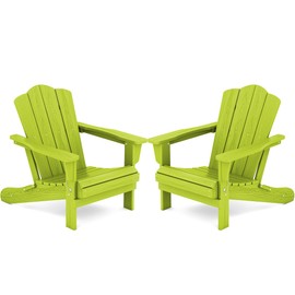 KINGYES Folding Adirondack Chair, HDPE All-Weather Folding Adirondack Chair, Brown