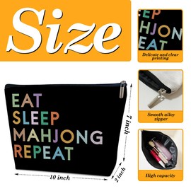 Ythuil Mahjong Gifts Makeup Bag, Funny Cosmetic Bag for Purse, Birthday Christmas Gifts for Women Lovers Players Sister, Eat Sleep Mahjong Repeat Pouch