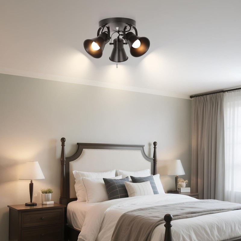 KEESFU Adjustable 3-Light Track Lighting with Pull Chain Switch, Modern