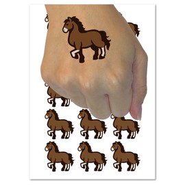 Majestic Standing Horse Temporary Tattoo Water Resistant Fake Body Art Set Collection - 54 1" Tattoos (1 Sheet)