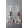 Tree of Life Gemstone Earrings 925 Sterling Silver Hooks Red
