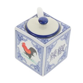 Ciieeo Ceramic Condiment Pot with Lid Creative Seasoning Holder for Kitchen Pepper Sugar Jar for Storing Salt Chili and Sauces for Home Cooking and Restaurants