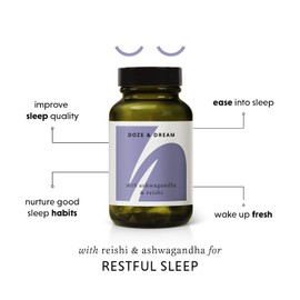 The Herbtender Doze & Dream - Natural Sleep Support, Reishi, Ashwagandha, Chamomile Blend, Get Better Sleep, Vegan, Organic Ingredients, 60 Capsules